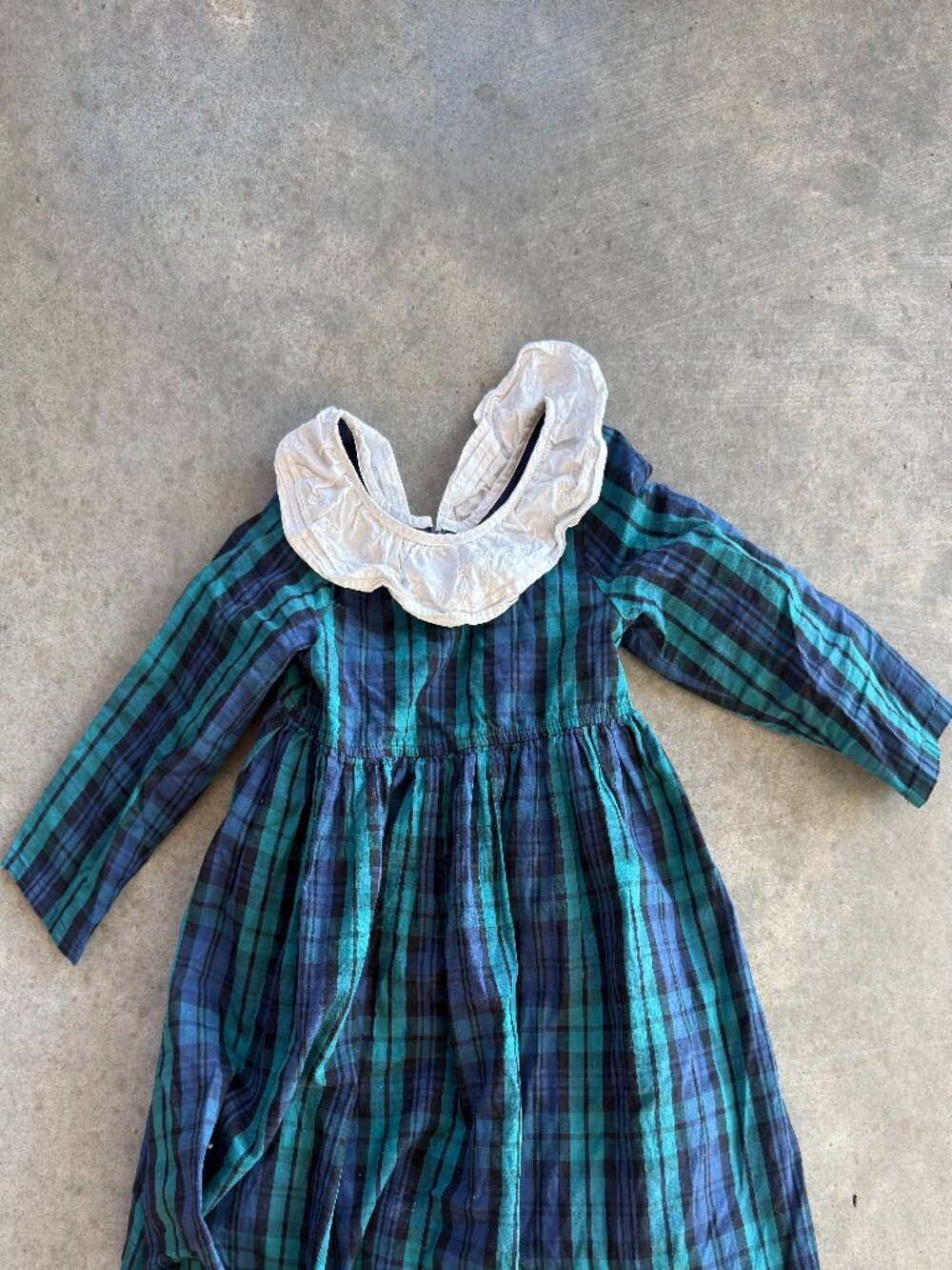 Pink Chicken New York Girls Plaid Dress 3T Navy Teal Tartan Embroidered Collar